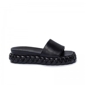 Women Bernardo Charleston Braided Slide Sandals Black | SFI4022RS