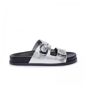 Women Bernardo Evie Slide Sandals Silver | CIY5562JJ