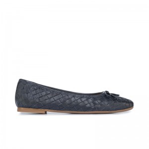 Women Bernardo Gwynn Woven Ballet Flats Navy | VVI6255UD