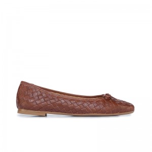 Women Bernardo Gwynn Woven Ballet Flats Chocolate | EHX4893HM