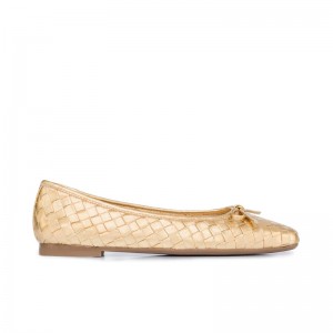 Women Bernardo Gwynn Woven Ballet Flats Gold | NII4815XT