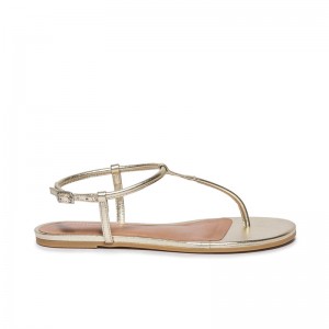 Women Bernardo Haven Thong Flat Sandals Gold | YBR10047HL