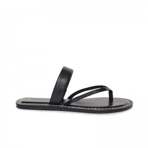 Women Bernardo Leia Thong Flat Sandals Black | CYO9659WZ