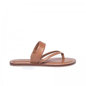 Women Bernardo Leia Thong Flat Sandals Brown | YOS4032IN