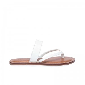 Women Bernardo Leia Thong Flat Sandals White | PPL1663QN