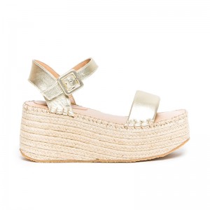 Women Bernardo Mallorca Espadrille Platform Sandals Gold | QDH3499MT