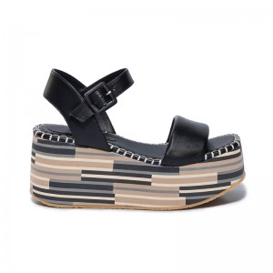 Women Bernardo Marley Platform Sandals Black | BUH3862IN