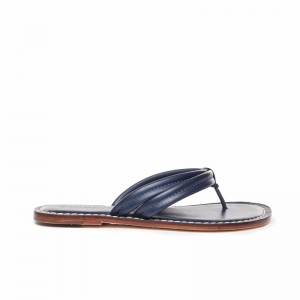 Women Bernardo Miami Thong Slide Sandals Navy | EWO889HP