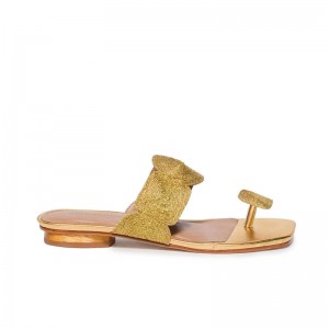 Women Bernardo Palermo Flat Sandals Gold | GUZ3942OC