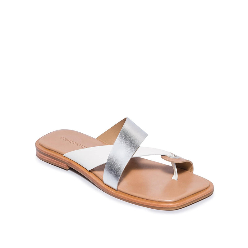 Women Bernardo Amelia Cross Strap Slide Sandals Silver White | JZV3566AU