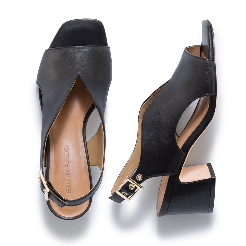 Women Bernardo Bedford Mid Heels Sandals Black | CUR5636WX