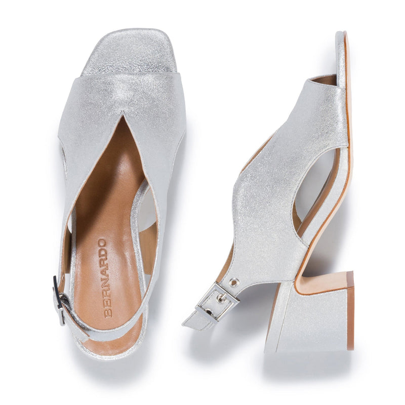 Women Bernardo Bedford Mid Heels Sandals Silver | PVC3413HY