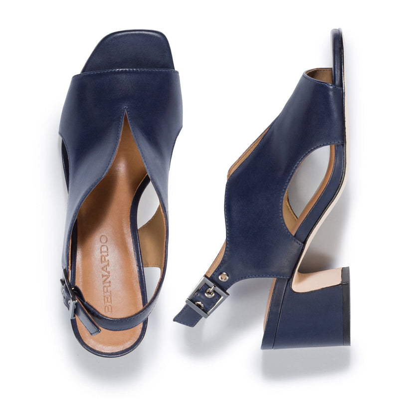 Women Bernardo Bedford Mid Heels Sandals Dark Navy | SXG361PU