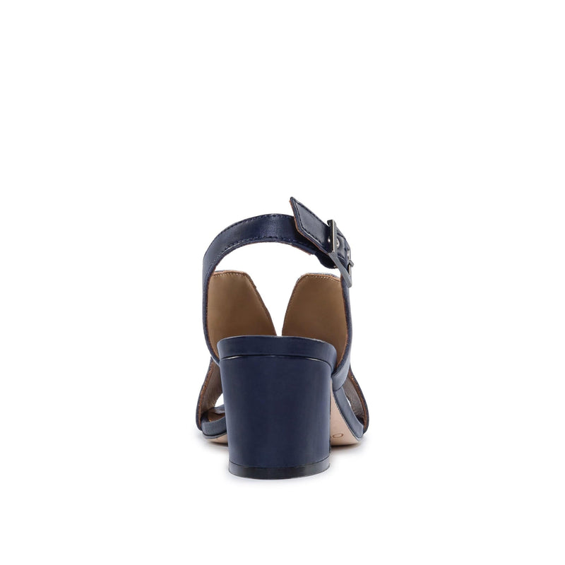 Women Bernardo Bedford Mid Heels Sandals Dark Navy | SXG361PU