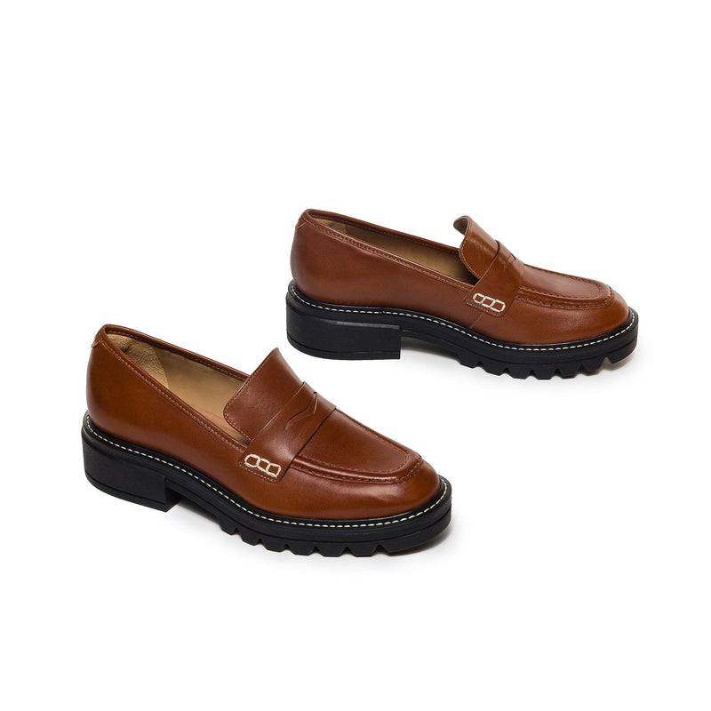 Women Bernardo Chandler Lug-Sole Loafers Dark Brown | SER4593SB