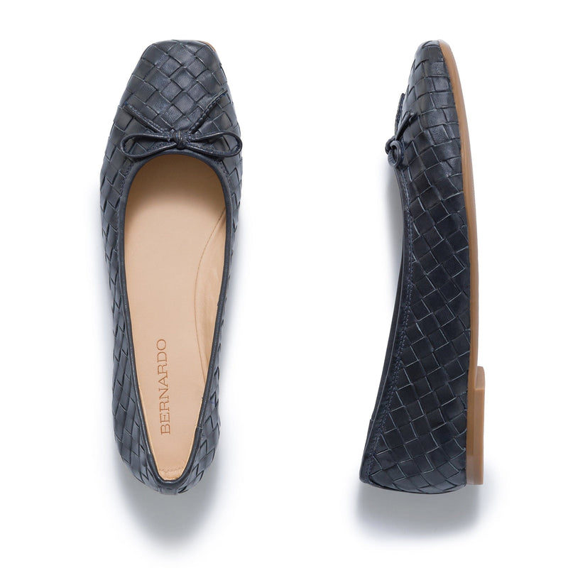 Women Bernardo Gwynn Woven Ballet Flats Navy | VVI6255UD