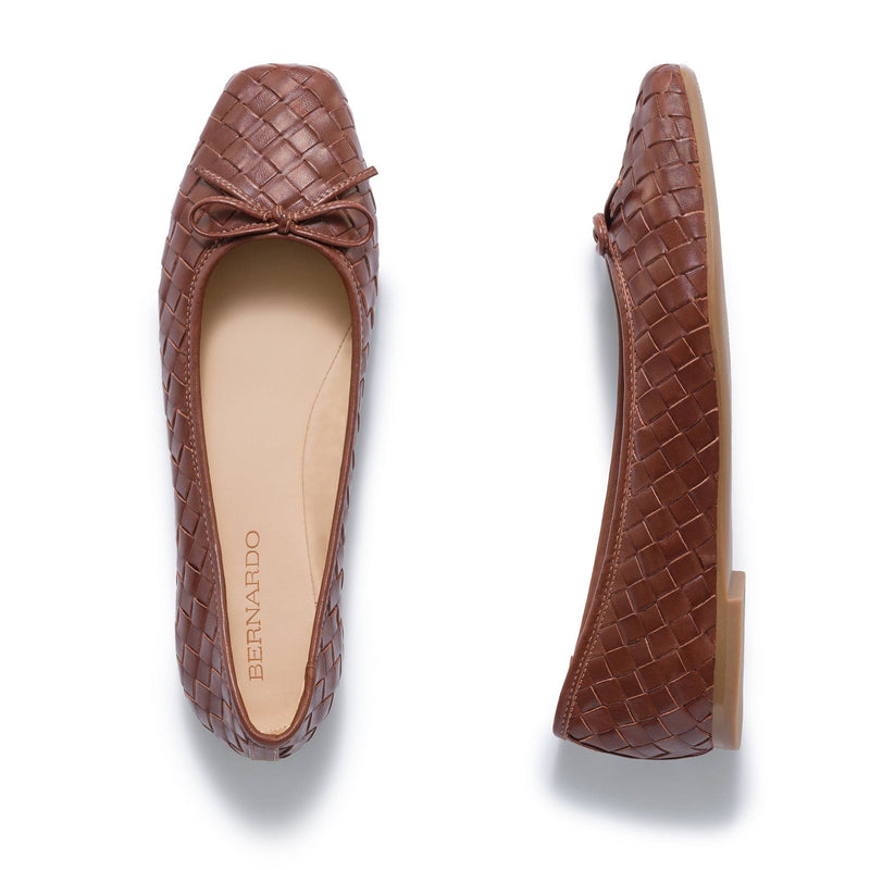 Women Bernardo Gwynn Woven Ballet Flats Chocolate | EHX4893HM