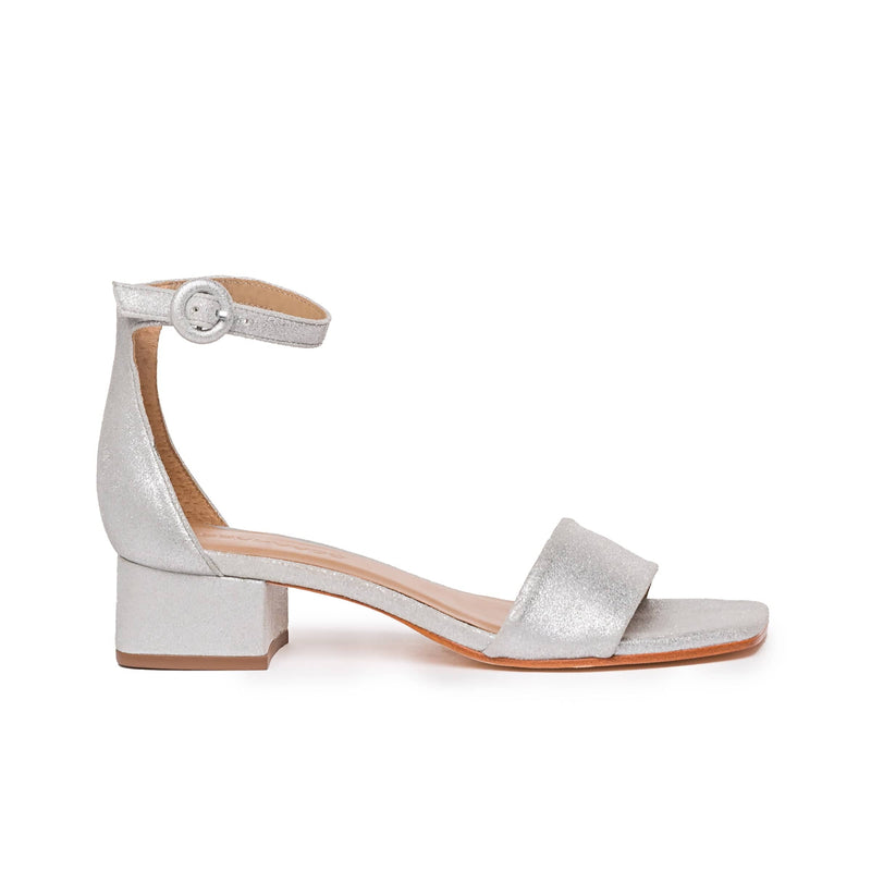 Women Bernardo Jalena Low Heels Sandals Silver | THX7015NU