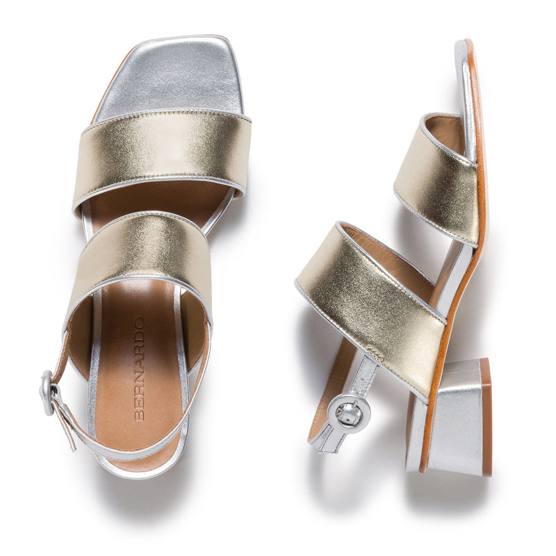 Women Bernardo Jasper Slingback Heels Sandals Silver Gold | NZA8234GE