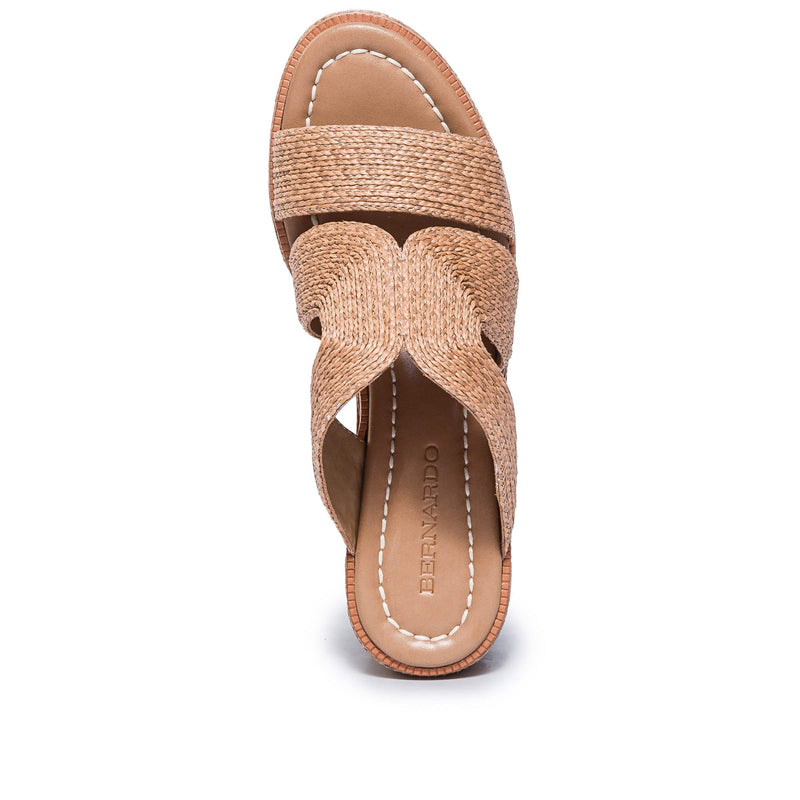 Women Bernardo Kaian Raffia Wedge Sandals Brown | SGH197ZP