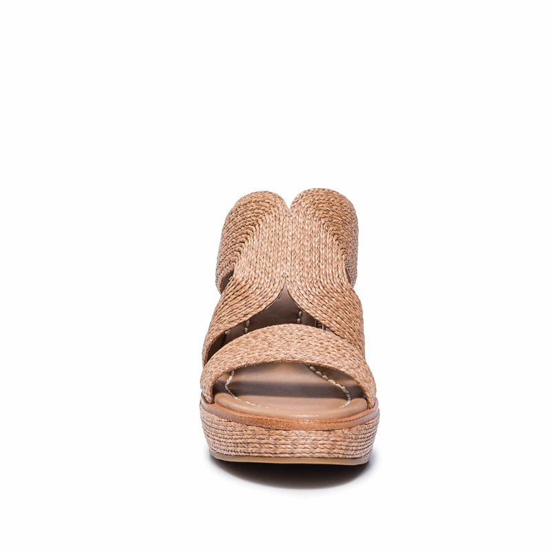 Women Bernardo Kaian Raffia Wedge Sandals Brown | SGH197ZP