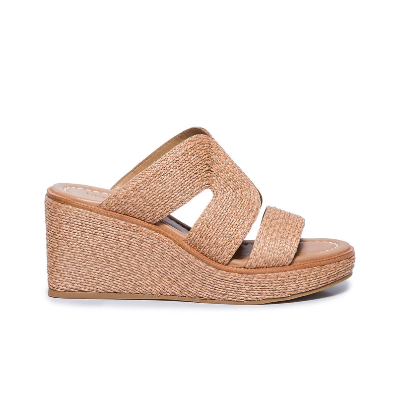 Women Bernardo Kaian Raffia Wedge Sandals Brown | SGH197ZP