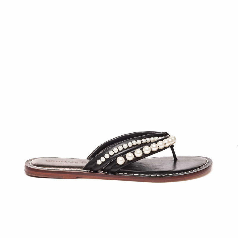 Women Bernardo Miami Pearl Slide Sandals Black | OVJ147VH