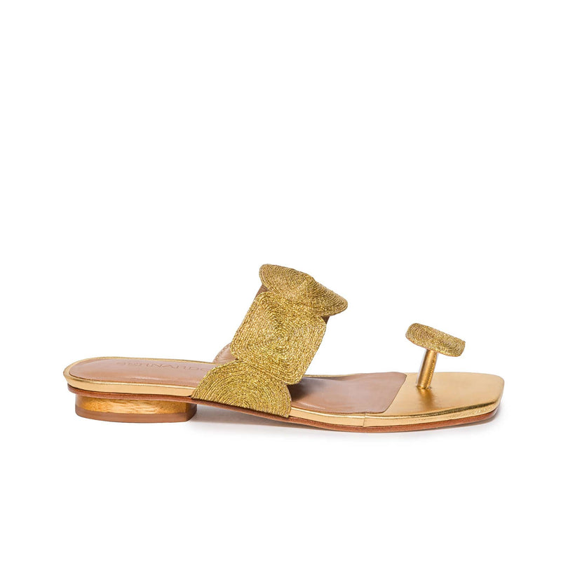 Women Bernardo Palermo Flat Sandals Gold | GUZ3942OC