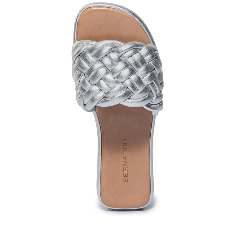 Women Bernardo Troy Woven Slide Sandals Silver | XMH3637DF