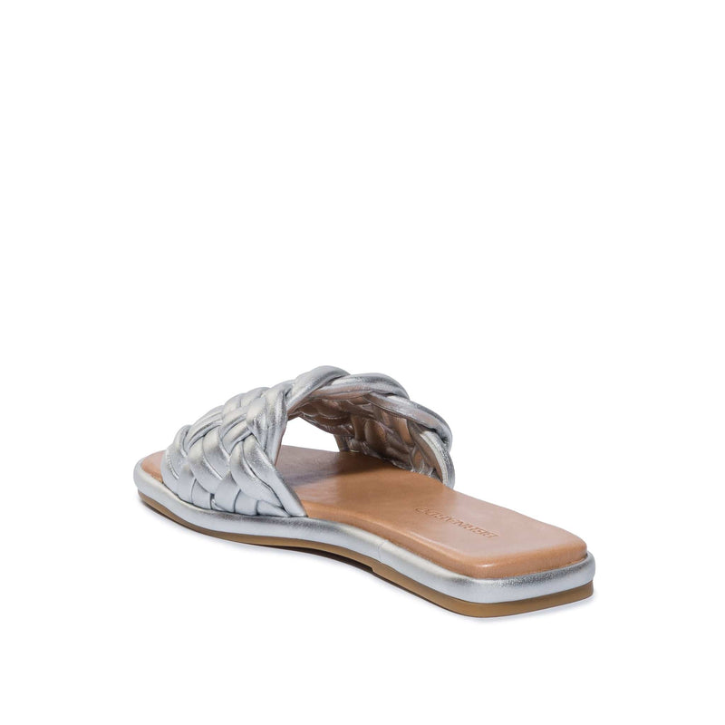 Women Bernardo Troy Woven Slide Sandals Silver | XMH3637DF