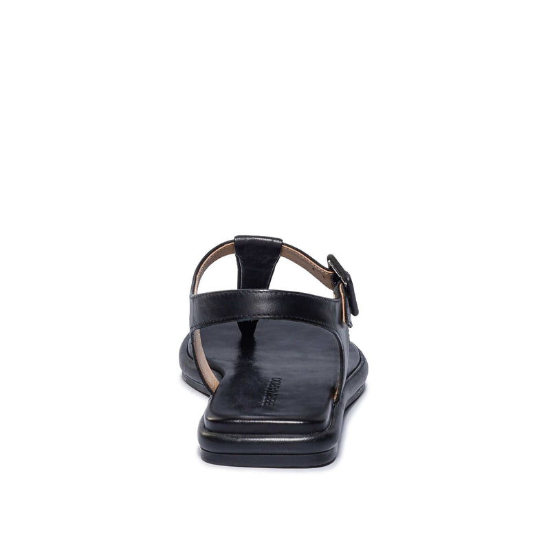 Women Bernardo Tucson T-Strap Flat Sandals Black | FRD8794OJ