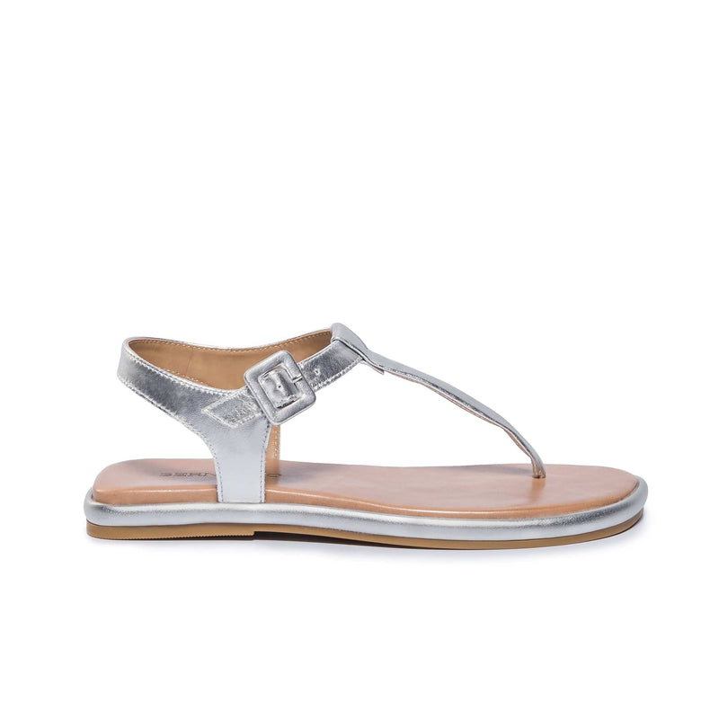 Women Bernardo Tucson T-Strap Flat Sandals Silver | UBL10024DQ